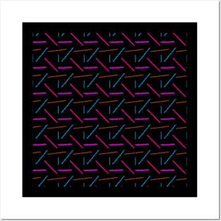 Retro 90s Neon Zigzag Lines - Wavy, Funky Pattern Posters and Art